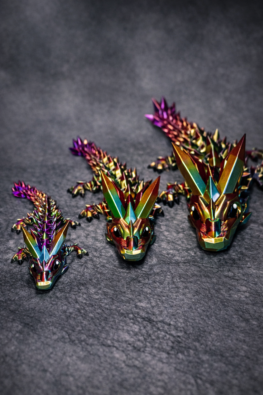 3D-Druck Gelenkiger Kristalldrache – Multicolor PLA Fantasy Figur – Schimmernde Drachenfigur | Kleine & Mittlere Version mit Ei | Fidget